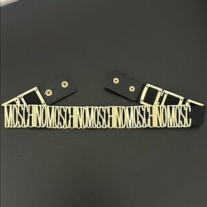 Moschino Black and Gold Logo Statement Belt
